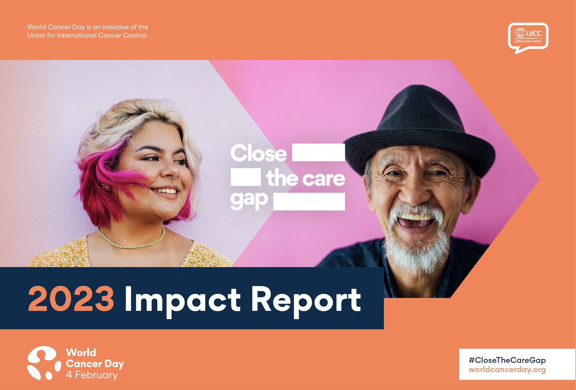 screenshot of cover image of the World Cancer Day Impact Report 2023