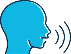 Person speaking - voice icon blue